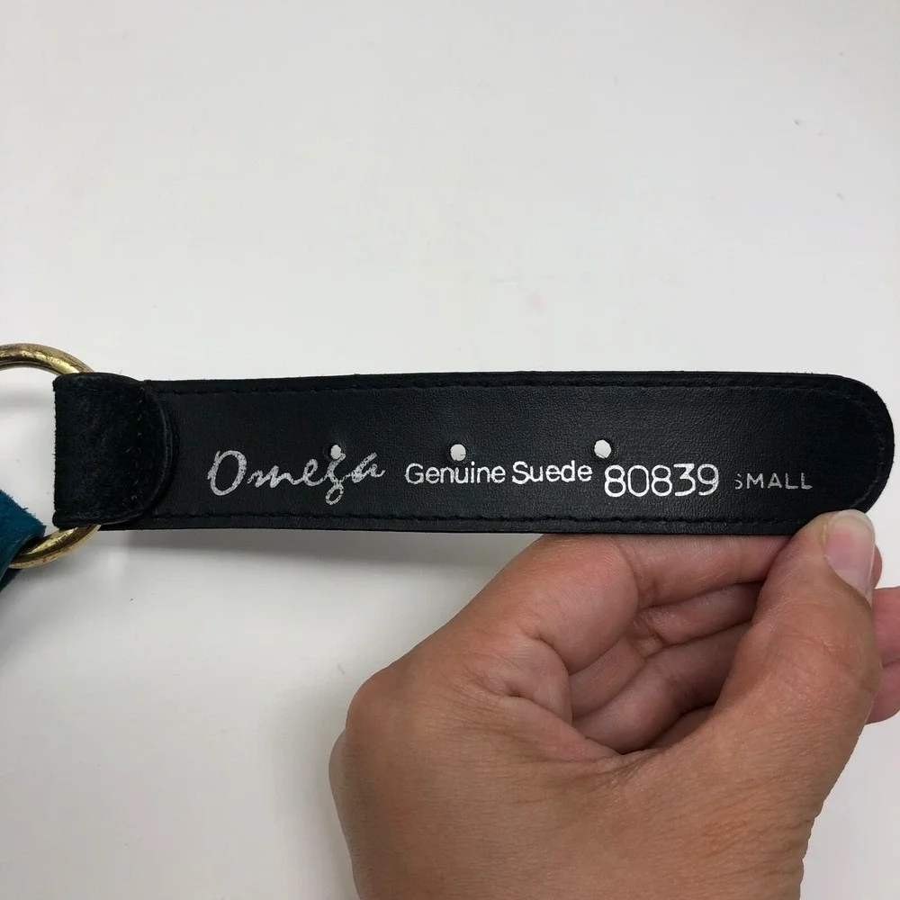 Omega Genuine Suede Leather Fashion Belt Womens Small Purple Blue Gold Retro